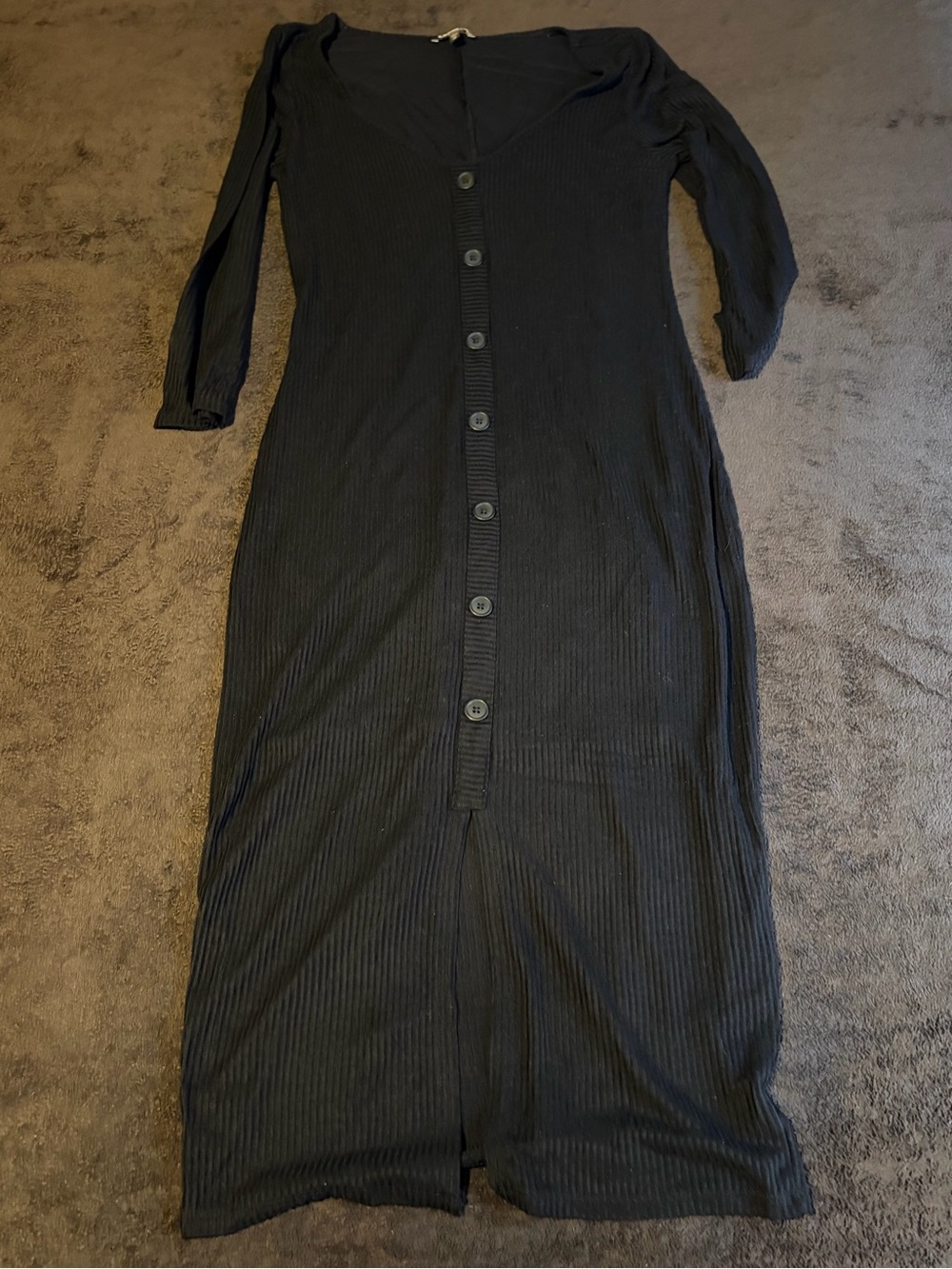 Express Raven Black Long Button Gown